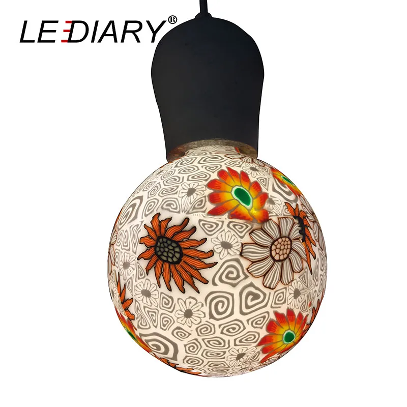 Flower 4 Светодиодный Красочный светодиодный светильник, декоративная лампа 100 в-240 в E27 4 Вт G120, стеклянный цветочный узор, европейский стиль, подвесной светильник - Испускаемый цвет: Flower 4