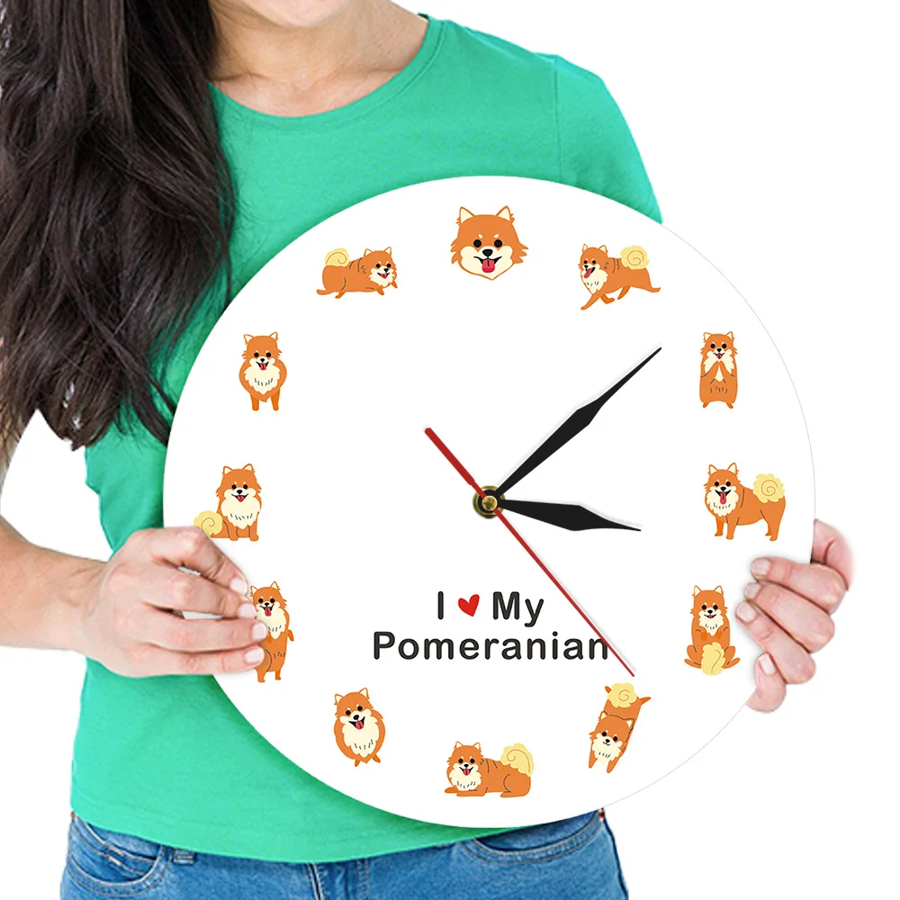 Современные настенные часы Zwergspitz Zwers в мультипликационном стиле Pomeranian Dog Sptiz с