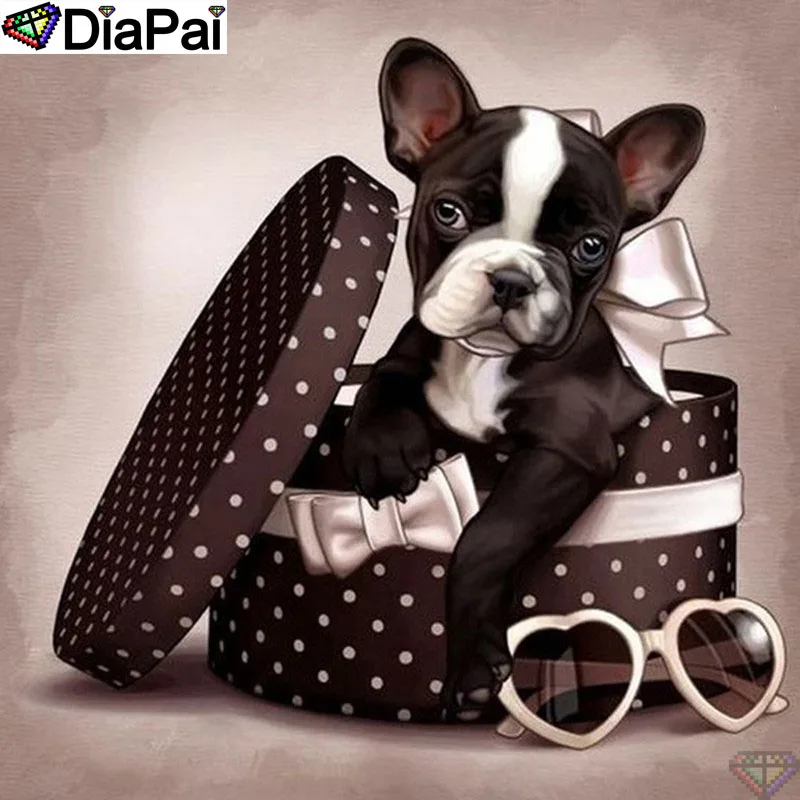 

DiaPai Diamond Painting 5D DIY 100% Full Square/Round Drill "Dog glasses box" Diamond Embroidery Cross Stitch 3D Decor A24515
