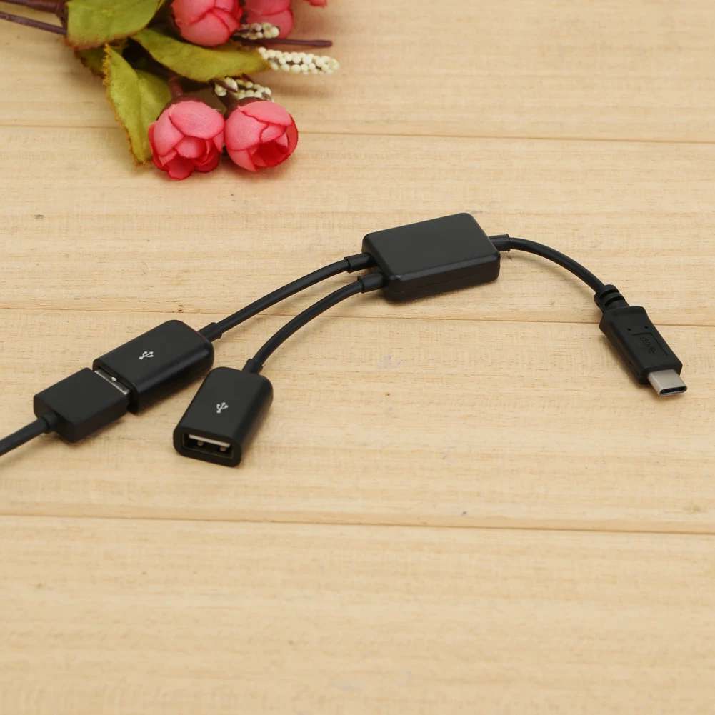 Кабель концентратор USB3.1 Type C OTG 2 в 1 USB 3 Штекерный с разъемом типа к двойному