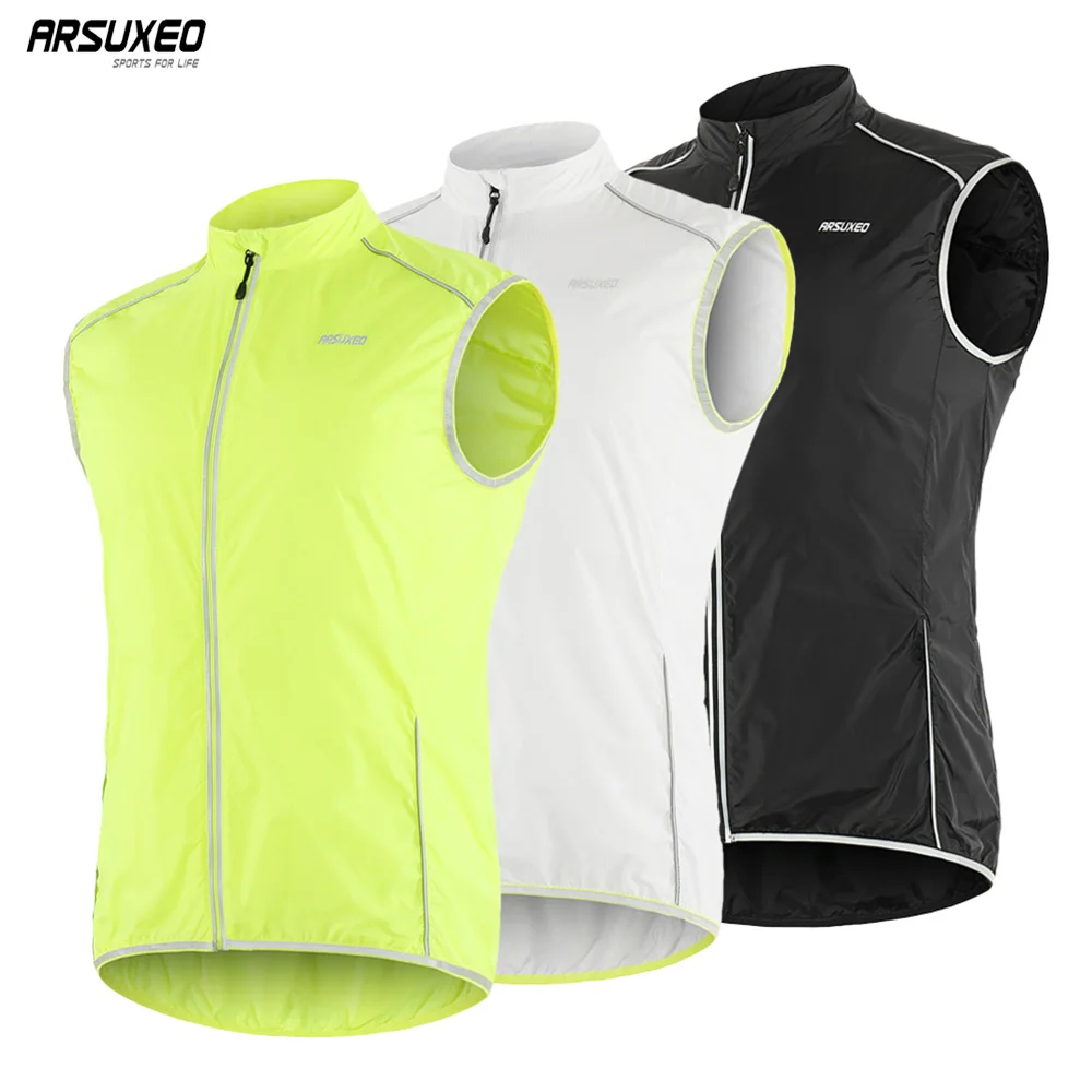 

ARSUXEO Men's Outdoor Sports Couple Vest Sleeveless Cycling Vest Windproof Pro MTB Road Bike Bicycle Jersey Running Reflective