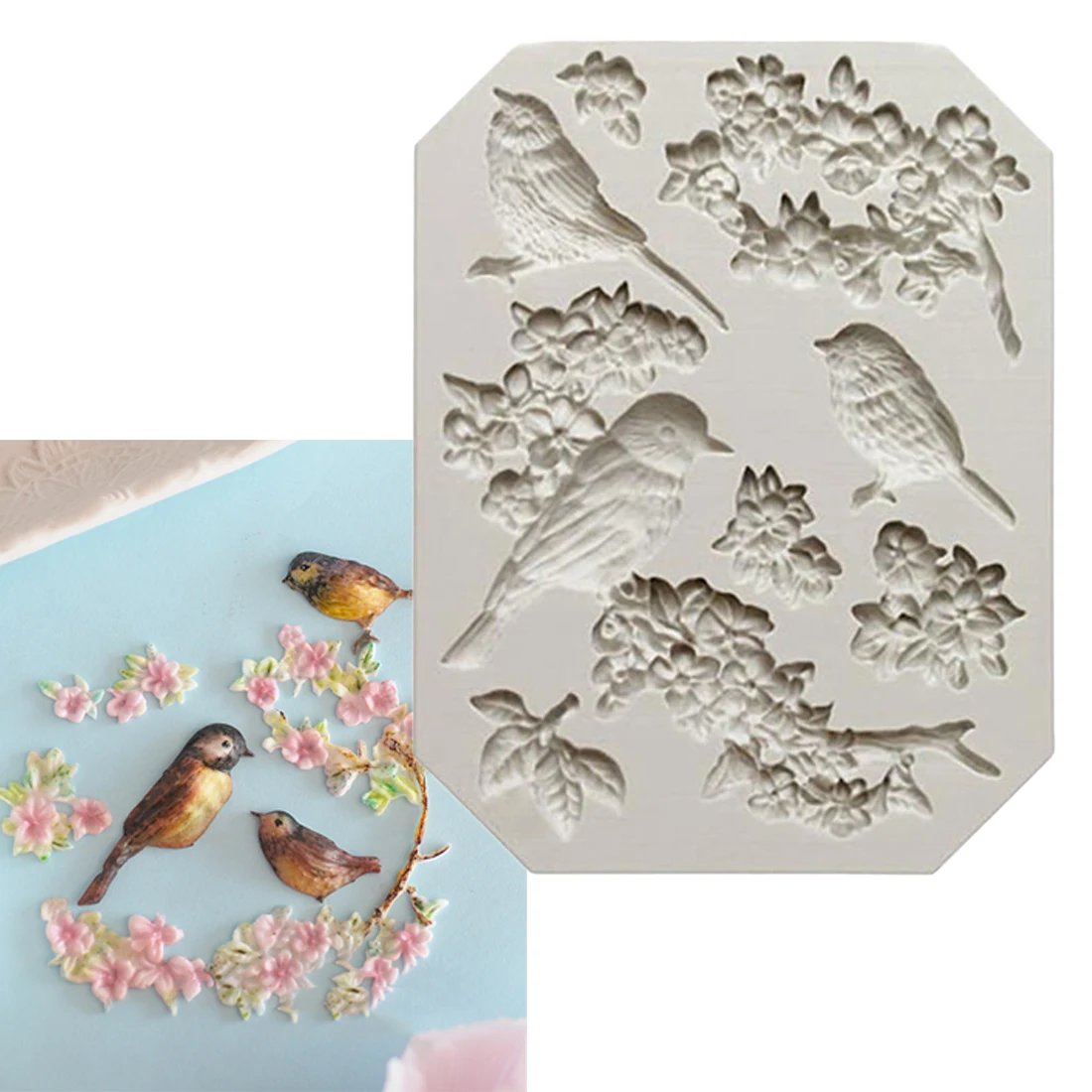 Горячие Sugarcraft птица и цветок силиконовые формы помадка формы торт украшения инструменты шоколадная мастика плесень