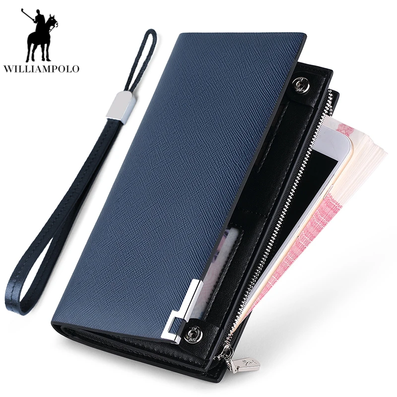WILLIAMPOLO 2019 Для мужчин s кошельки кожаный кошелек для монет Бизнес Длинные