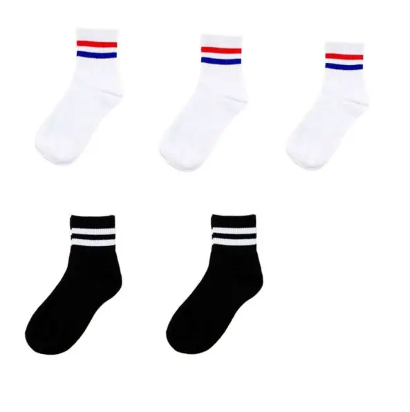 five pairs 10 шт. = 5 пар/лот, мягкие хлопковые женские носки в черно-белую полоску, утепленные короткие носки, стильные спортивные носки Harajuku Meias TJ211 - Цвет: five pairs