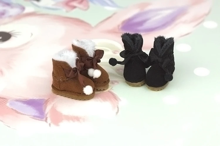 1 пара милые зимние ботинки с розовым бантом белые шарики снежные для blyth Azone Momoko
