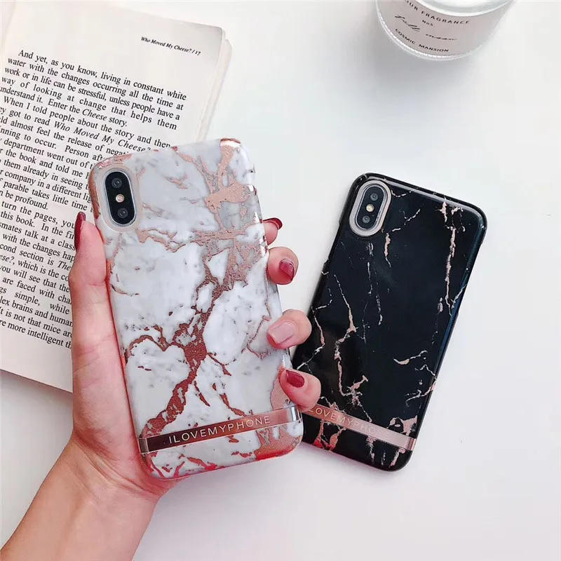 Блестящий Агат мрамор чехол для iPhone 7 Чехол глянцевый Жесткий пластик 6 6s 8 plus X XR XS