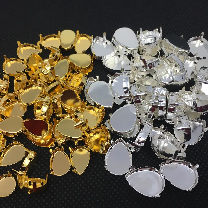 Droplet Silver/Gold Metal Claw Closed Back For Setting Teardrop Stone，sewing claw | Украшения и аксессуары