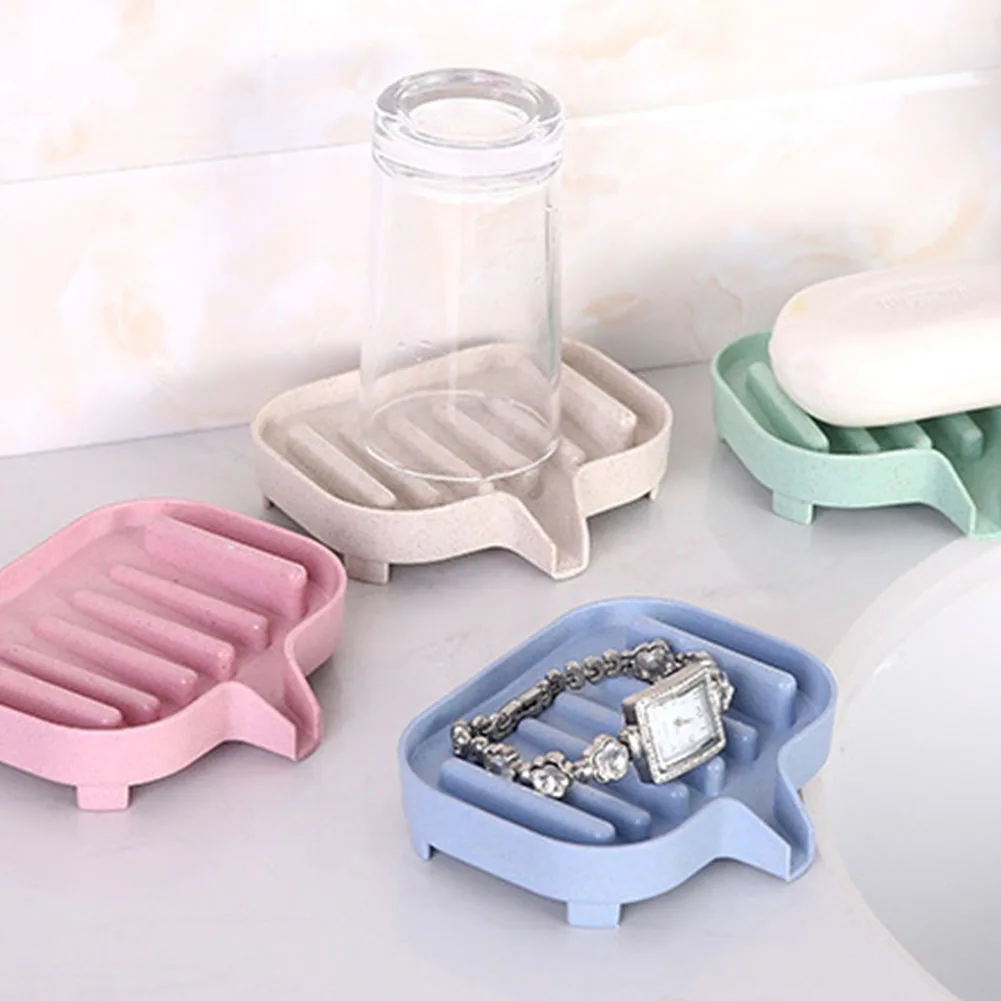 Soap Box Drain Rack Anti-slip Plate Tray Storage Holder Wheat Straw Container | Обустройство дома