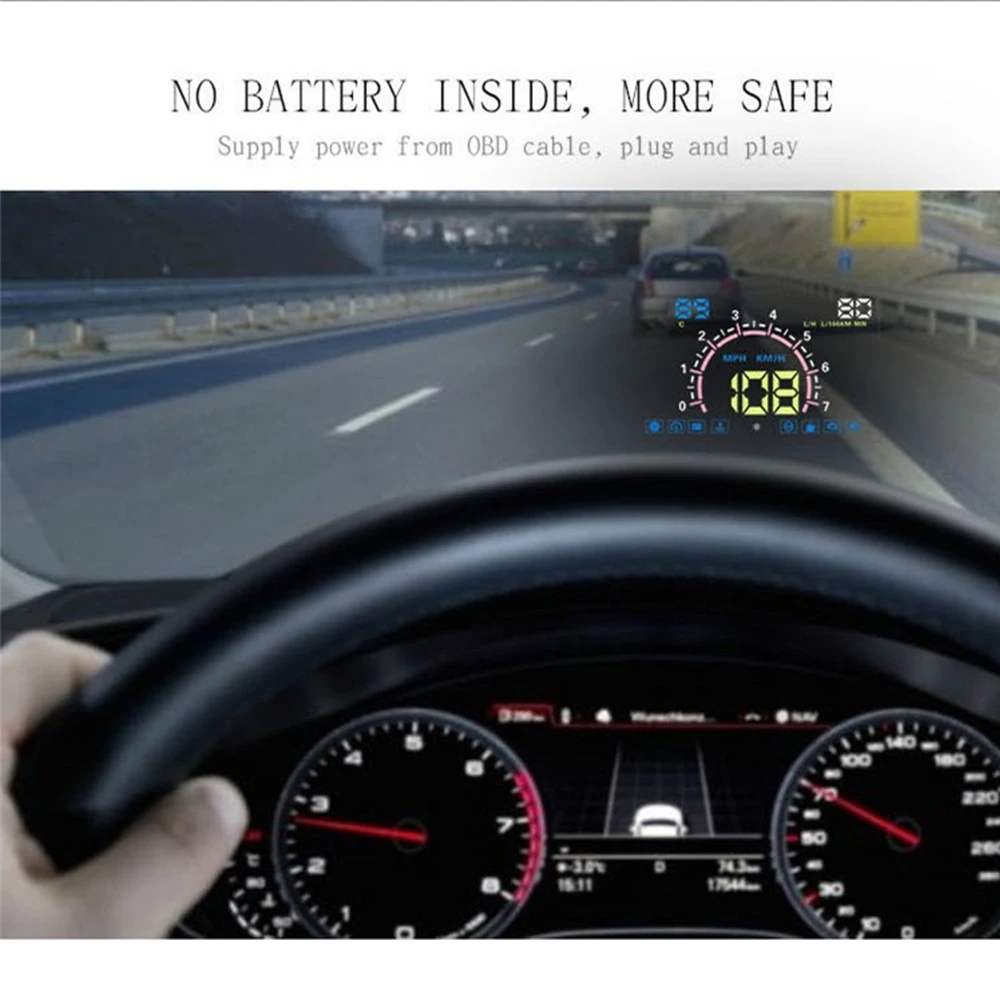 Автомобильный проектор OBD2 II EUOBD с дисплеем 5 дюйма предПредупреждение ением о