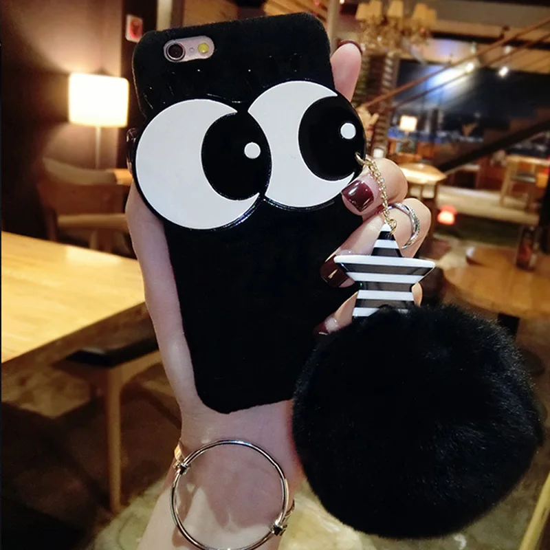 Для iPhone 6 Case Luxury Симпатичный Мультфильм Вязать Глаз Бал Теплый Плюшевый Мех