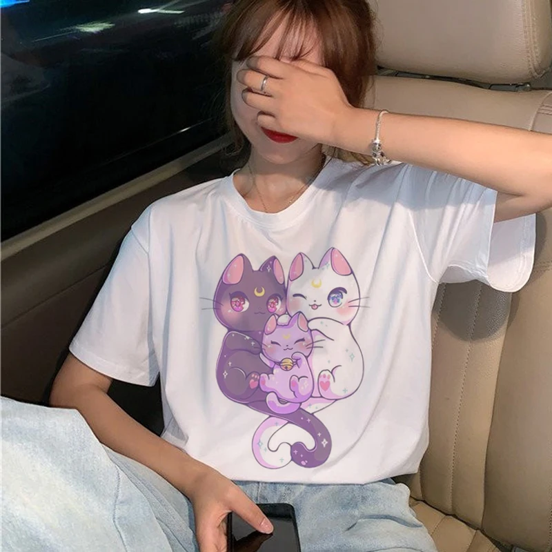 Kawaii Сейлор Мун 90s футболка женская с коротким рукавом Harajuku Ullzang футболка Эстетическая аниме милая футболка модные футболки женские