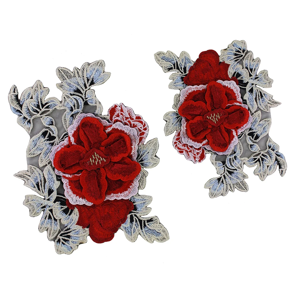 3D вышитый цветок пиона Аппликация Украшение мотив пришить на воротник патчи