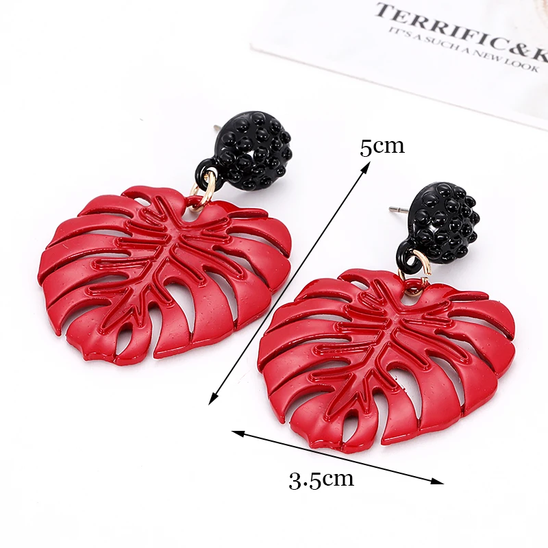 Модные Разноцветные висячие серьги ZHINI в стиле панк металлические виде листьев