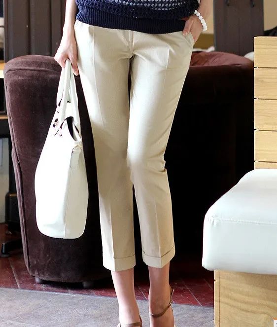 Женские Брюки Капри с завышенной талией повседневные облегающие батальных