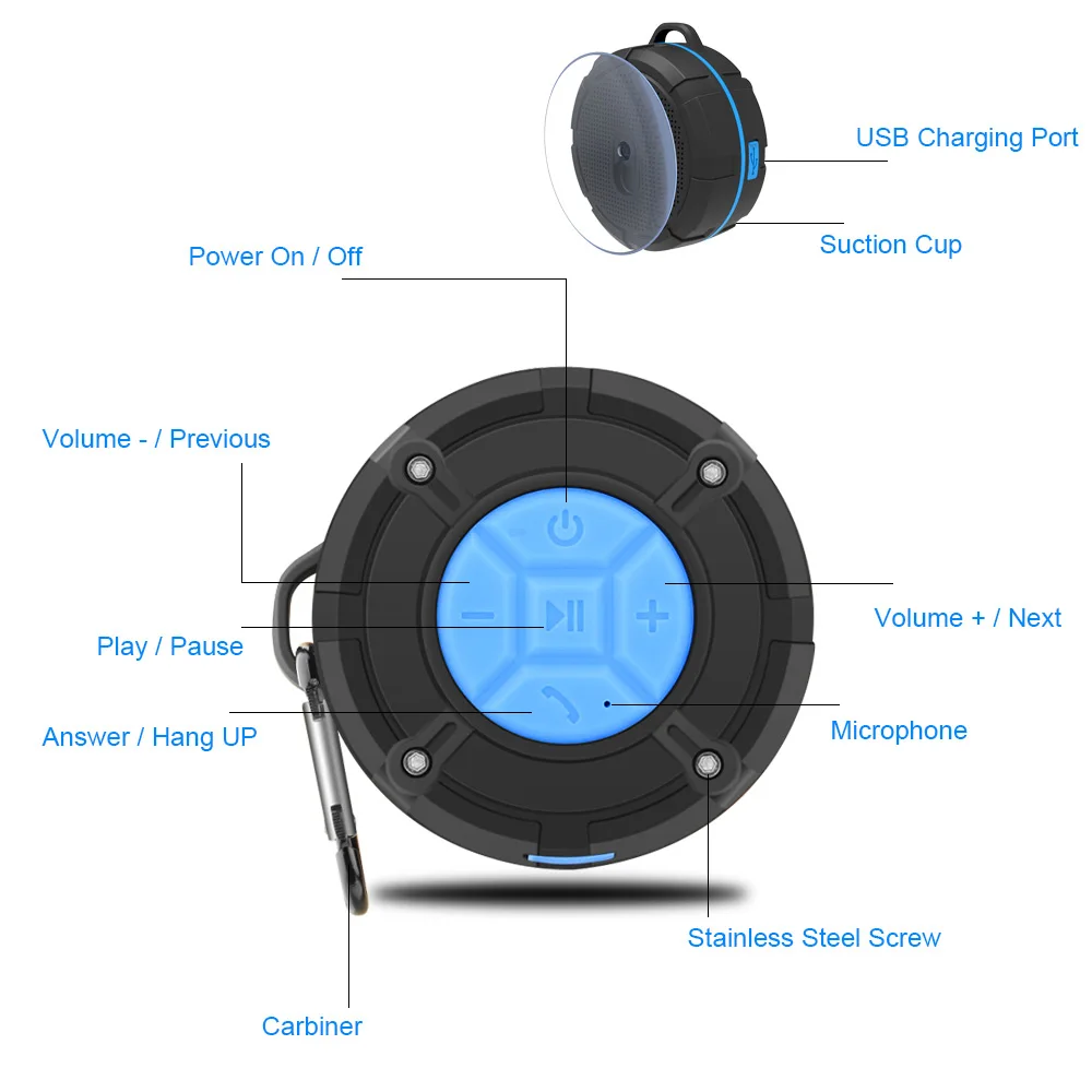 Портативный Bluetooth Динамик Водонепроницаемый Ipx7 душ мини Беспроводной s для