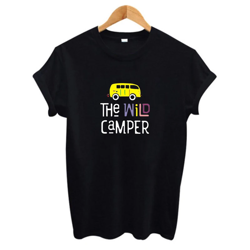 Женская белая хлопковая Футболка the wild camper Топ в стиле Харадзюку одежда для пары