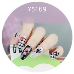 5pcs Y5169 5 шт/лот полный клей для накладных ногтей Наклейка обертывания для домашнего маникюра наклейка Горячая Мода наклейки для ногтей инструменты для украшения - Цвет: 5pcs Y5169