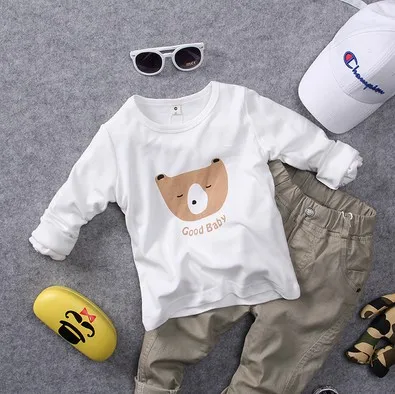 only t shirt Новинка года, Весенняя свободная футболка с круглым вырезом для мальчиков Модная стильная футболка с длинными рукавами для мальчиков Одежда для детей - Цвет: only t shirt