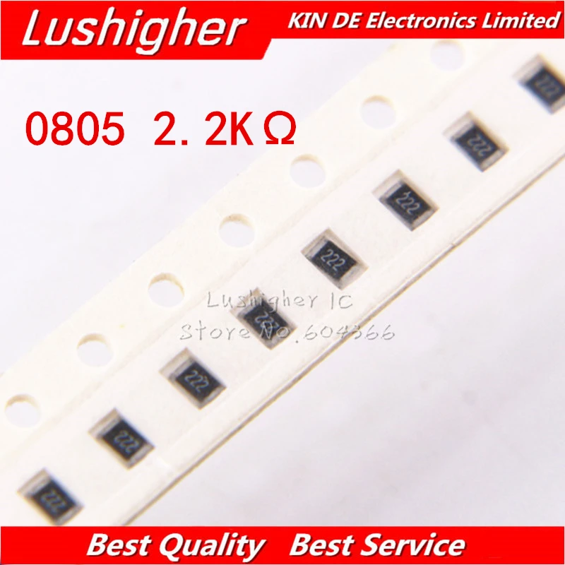 100 шт. 0805 SMD резистор 5% 2 K Ohm 222 2201 ком 2200ohm|Резисторы| |