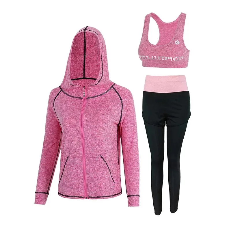 3 шт Для женщин комплекты для йоги фитнеса спортивная куртка + бюстгальтер штаны