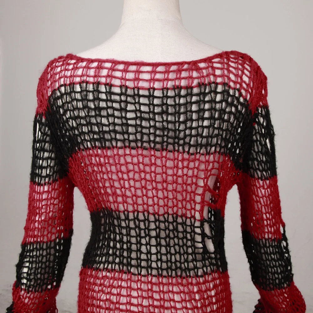 Свитер в стиле панк готический визуальный Kei модная красная рубашка топ черный