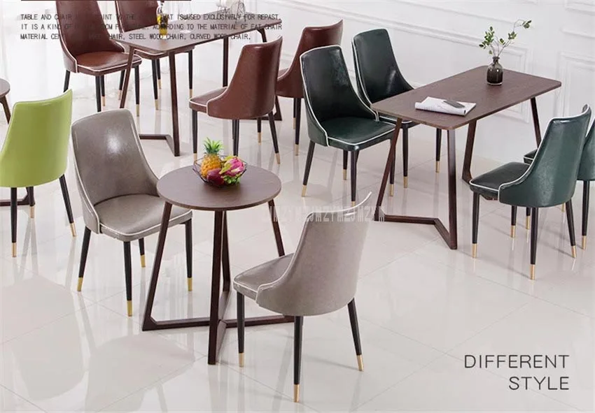 High Quality Modern Simple Oil Wax Leather Dining Chair For Dining Room Living Room Office Reception Chair Soft Seat Cushion