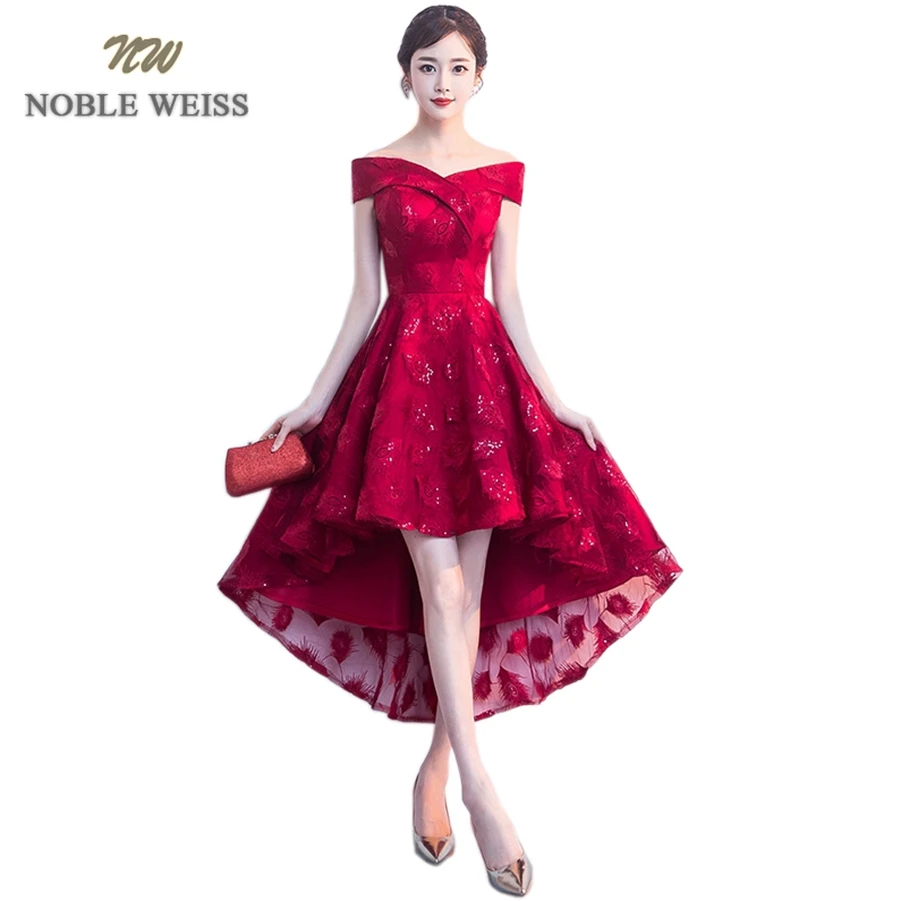NOBLE WEISS Elegant Sweetheart Prom Gowns Asymmetrical Formal Evening Gown Lace Dress Free Shipping | Свадьбы и торжества