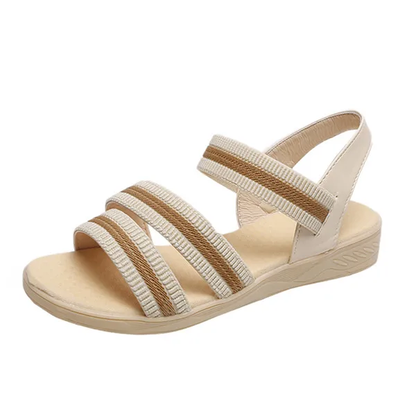 Beige Женские модные однотонные сетчатые сандалии без застежки на квадратном каблуке; повседневные шлепанцы; летняя пляжная обувь; Mujer; - Цвет: Beige