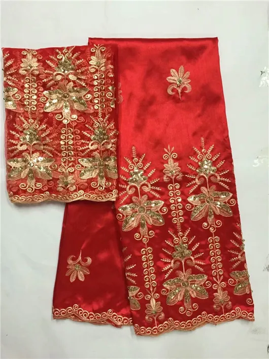 Золото блестками вышитые Джордж кружевная ткань с 2 ярдов блузка Королевский