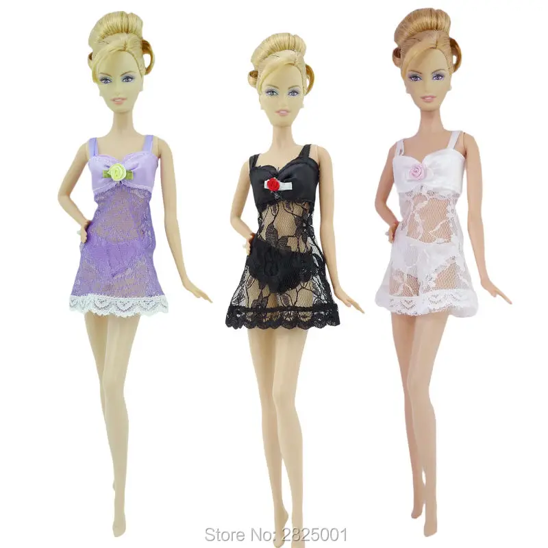 3x Сексуальная красочная Пижама Одежда для кукол ручной работы кружевное платье