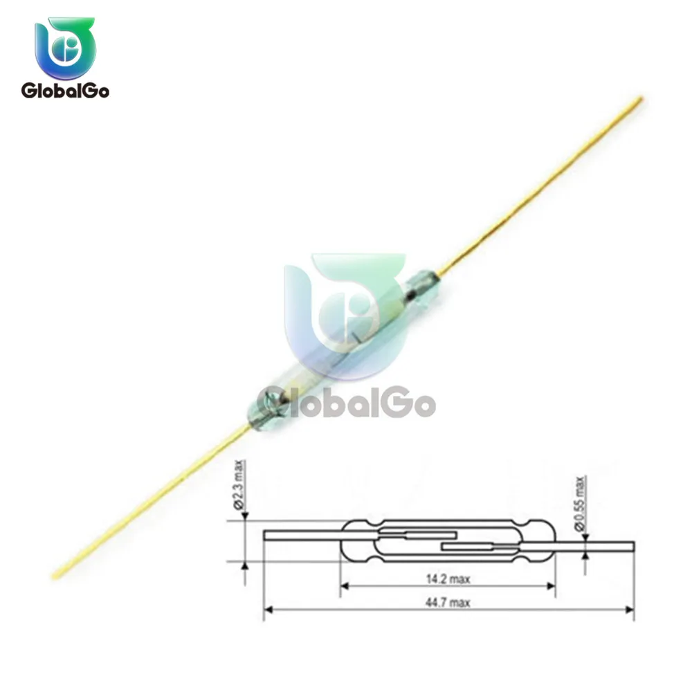 5pcs/Lot N/O Reed switch Magnetic Switch 2* 14mm Normally Open Magnetic Induction Switch