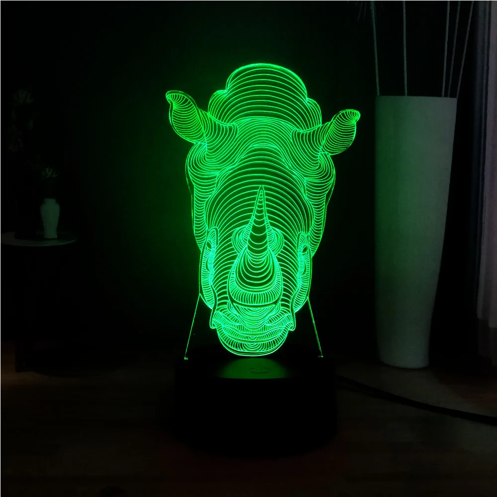 Новинка 3D Акриловый Лава носорог иллюзия RGB настроение светильник светодиодный 7