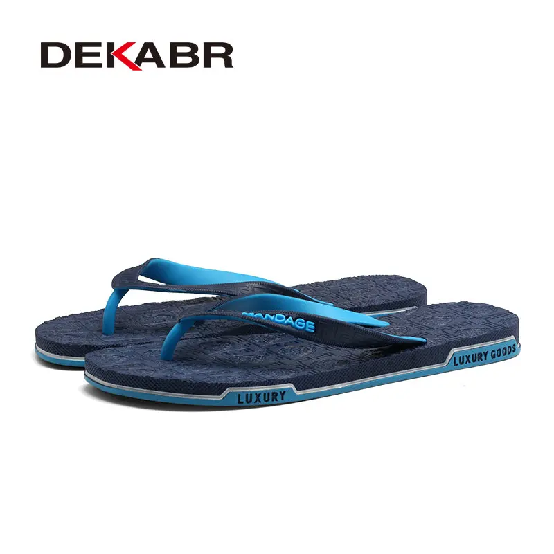 Blue Мужские модные летние слиперы DEKABR, дизайнерские модные удобные шлепанцы цвета хаки для пляжа - Цвет: Blue