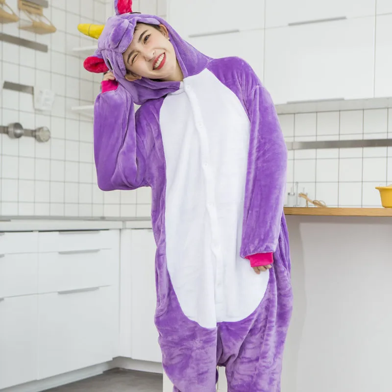 Purple Pegasus Пижама в виде животных Единорог звезда Kigurumis, пижамные комплекты, одежда для сна, Косплэй молния Для женщин Для мужчин зимние унисекс, стежка пижамы с персонажами из мультфильмов - Цвет: Purple Pegasus