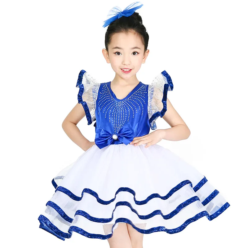 Новое поступление детский танцевальный сценический костюм для хора девочек