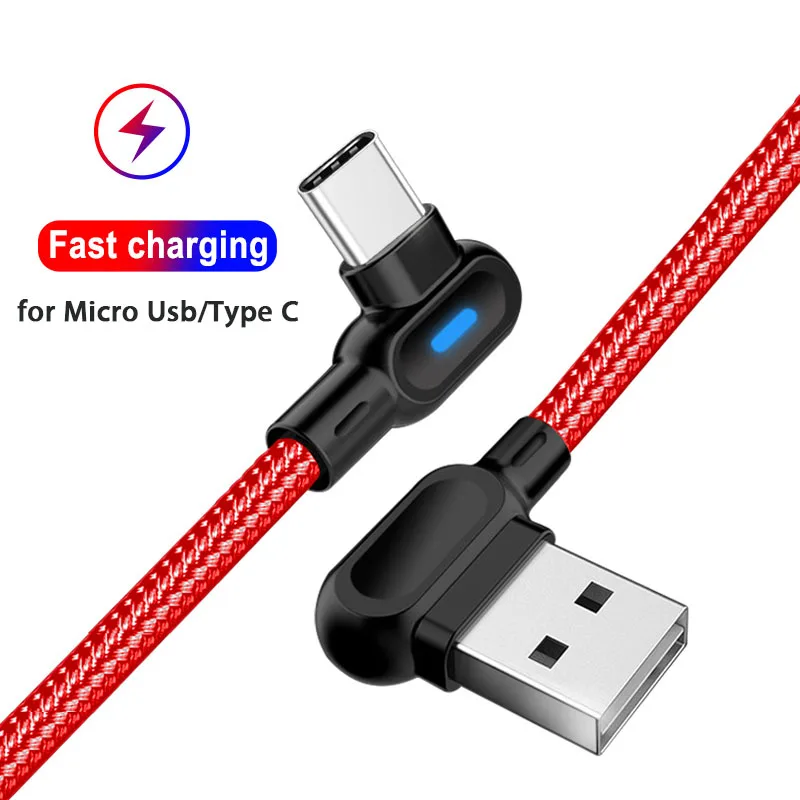 25 см 1 м 2 90 градусов кабель с разъемом Micro Usb Type C для быстрой зарядки и Usbc Microusb usb