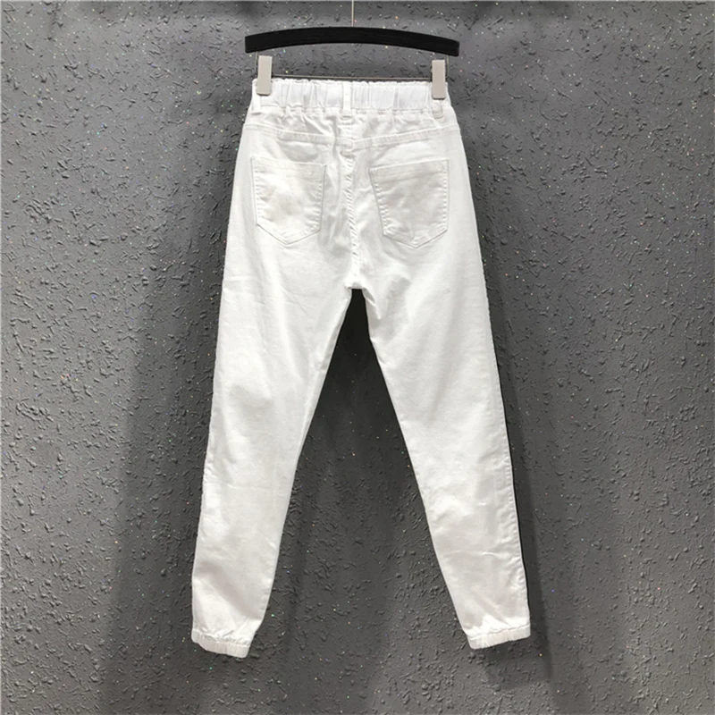 2020 весенне-летние женские повседневные белые джинсы с высокой талией корейская