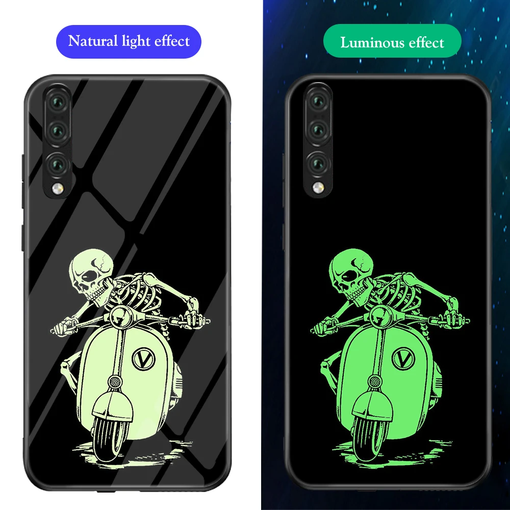 Чехол ciciber с забавным интересным черепом для huawei P30 P20 mate 20 Lite Pro, светящиеся чехлы из закаленного стекла для Honor 10 Lite - Цвет: WM03668
