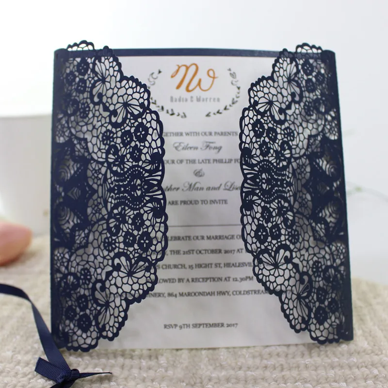 Темно-синий свадебные пригласительные открытки с обволакивающим мерцанием и