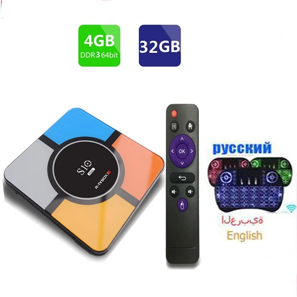 R-TV BOX S10 MINI Android 9,0 R-TV BOX S10 MINI 4 Гб DDR4 32 ГБ/64 Гб RK3328 четырехъядерный 2,4 ГГц wifi USB 3,0 - Цвет: 4G 32G i8 air mouse