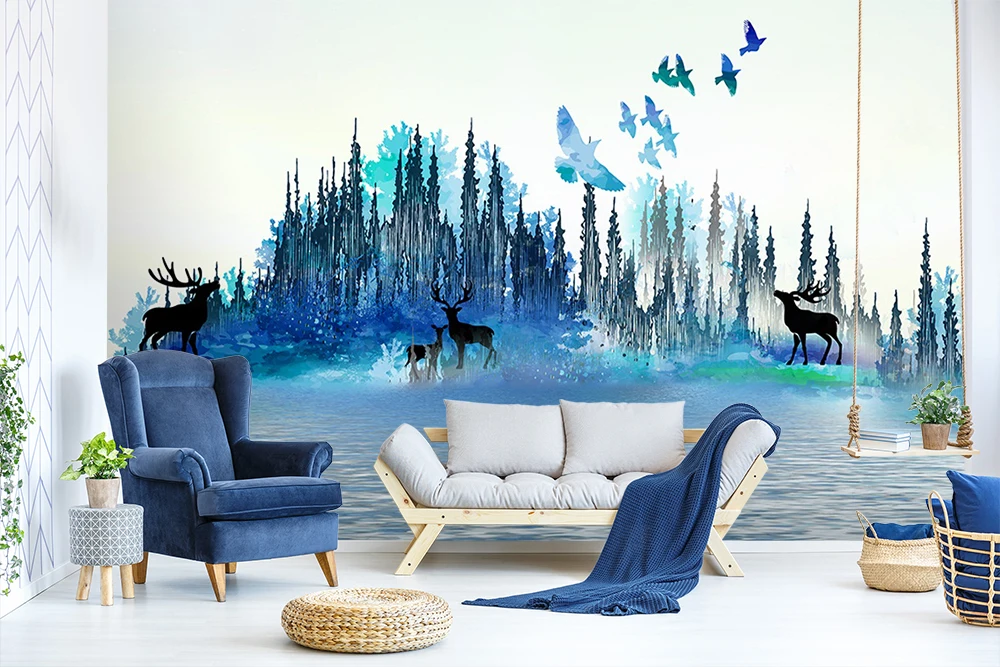 

[Self-Adhesive] 3D Animal Forest Lake Landscape 44 Wall Paper mural Wall Print Decal Wall Murals