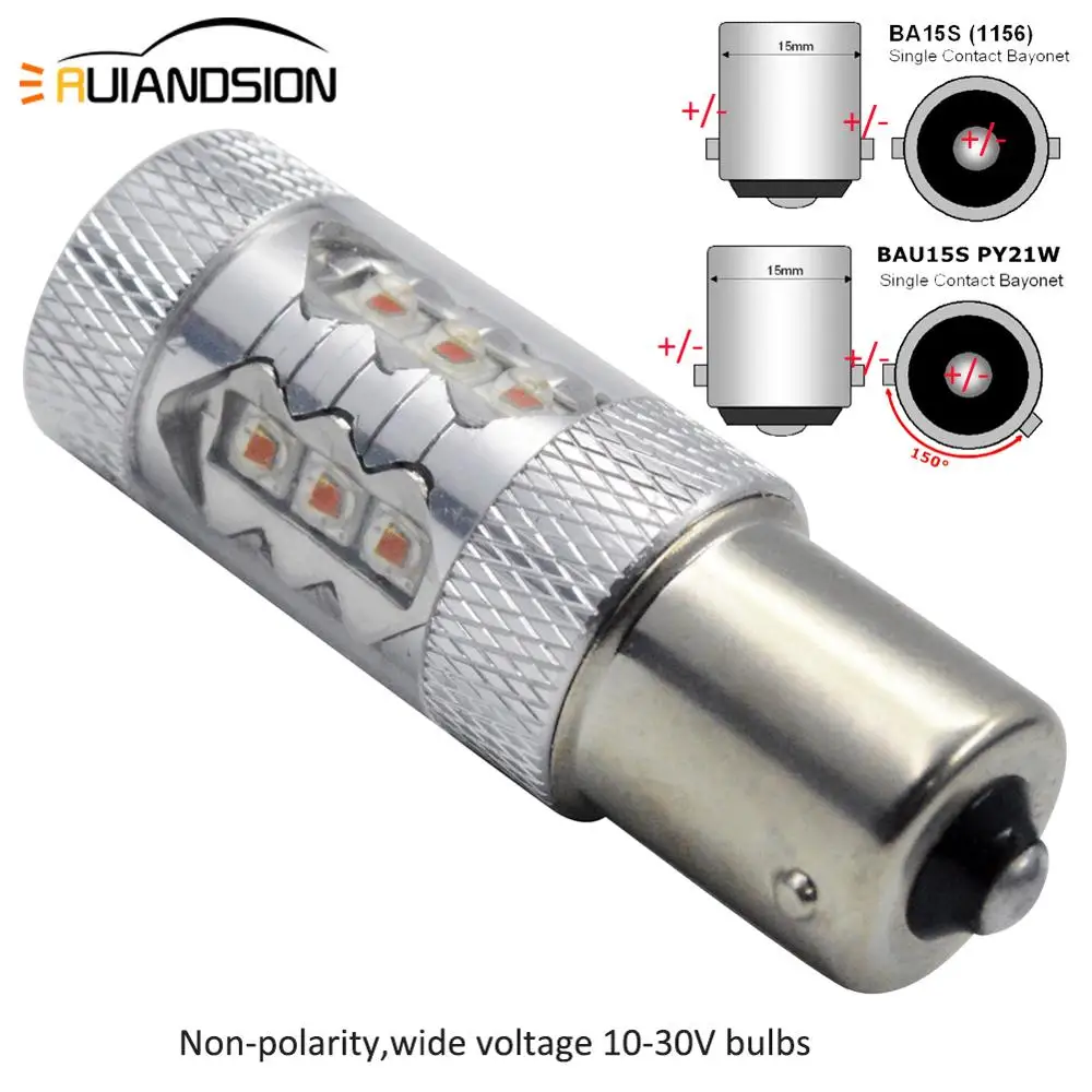 1 шт. 0.88A P21W светодиодный 1156 BA15S PY21W BAU15S XB D 16SMD лампочки Canbus AC/DC10 30V светильник для
