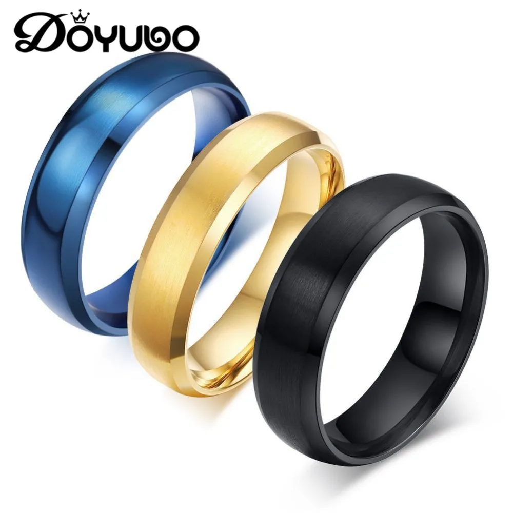 DOYUBO с простым чертежем 316L из нержавеющей стали для мужчин кольца 6 мм синего и