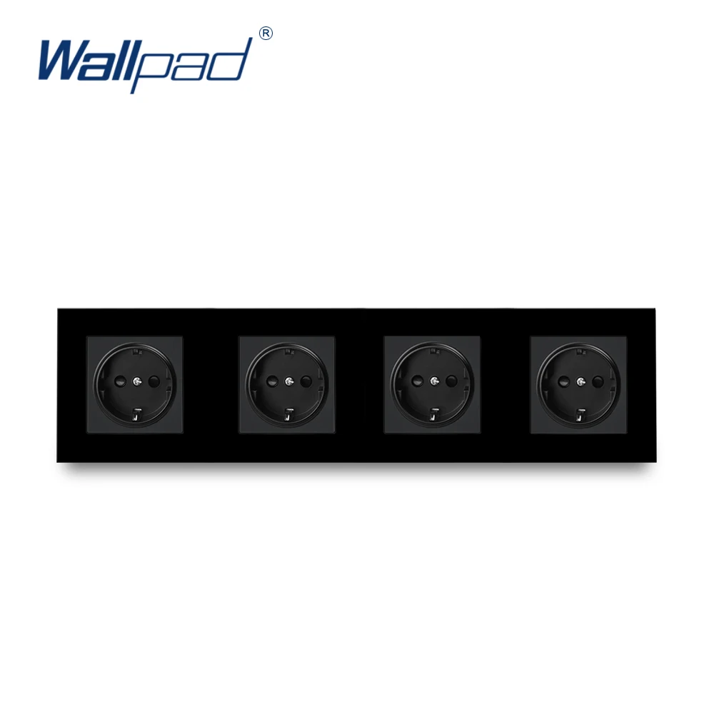 4 EU Socket Двойная розетка ЕС Wallpad черный Стекло 172*86 мм 16A 2 Способ Розетки зарядная розетка - Тип: 4 EU Socket
