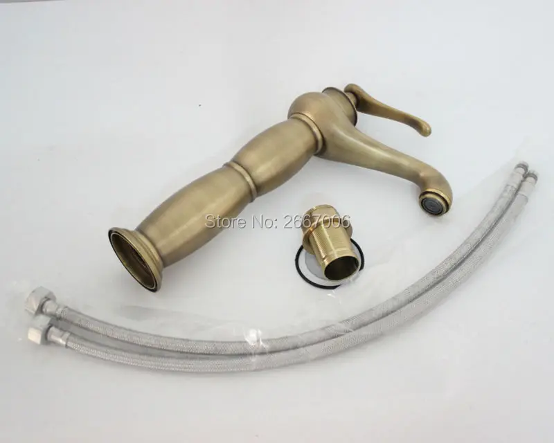 

Free shipping Newly Antique Brass Finish Kitchen Sink Bathroom Basin Brass Faucet Mixer Tap Swivel GI23