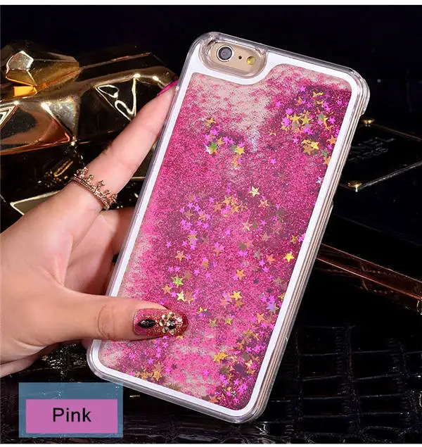 Pink Роскошный блестящий чехол для iphone 4, 4S, 5, 5S, SE, 6, 6 S, 7, 8 Plus, X 10, прозрачный жесткий чехол - Цвет: Pink