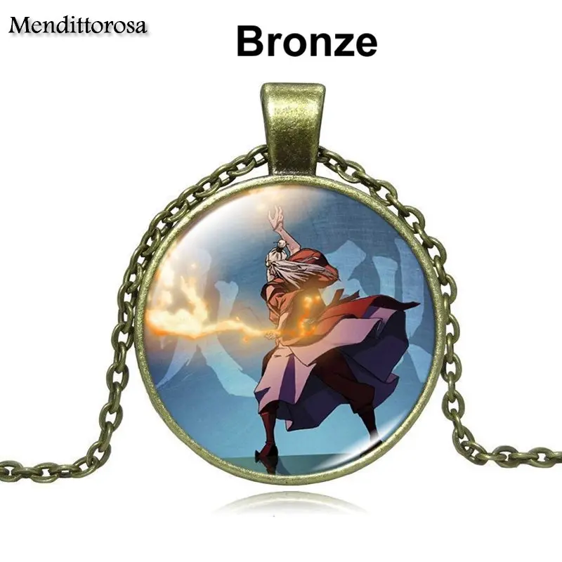 Mendittorosa Avatar the Last Airbender Jewelry Классический Стеклянный кабошон Серебряная цепочка