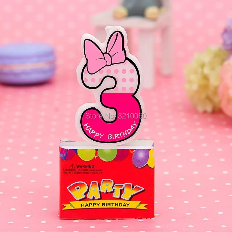 Pink 3 Цифры 0-9 Микки Минни Маус свечи для детей день рождения украшения принадлежности творческий романтический торт Кекс Топпер Декор - Цвет: Pink 3