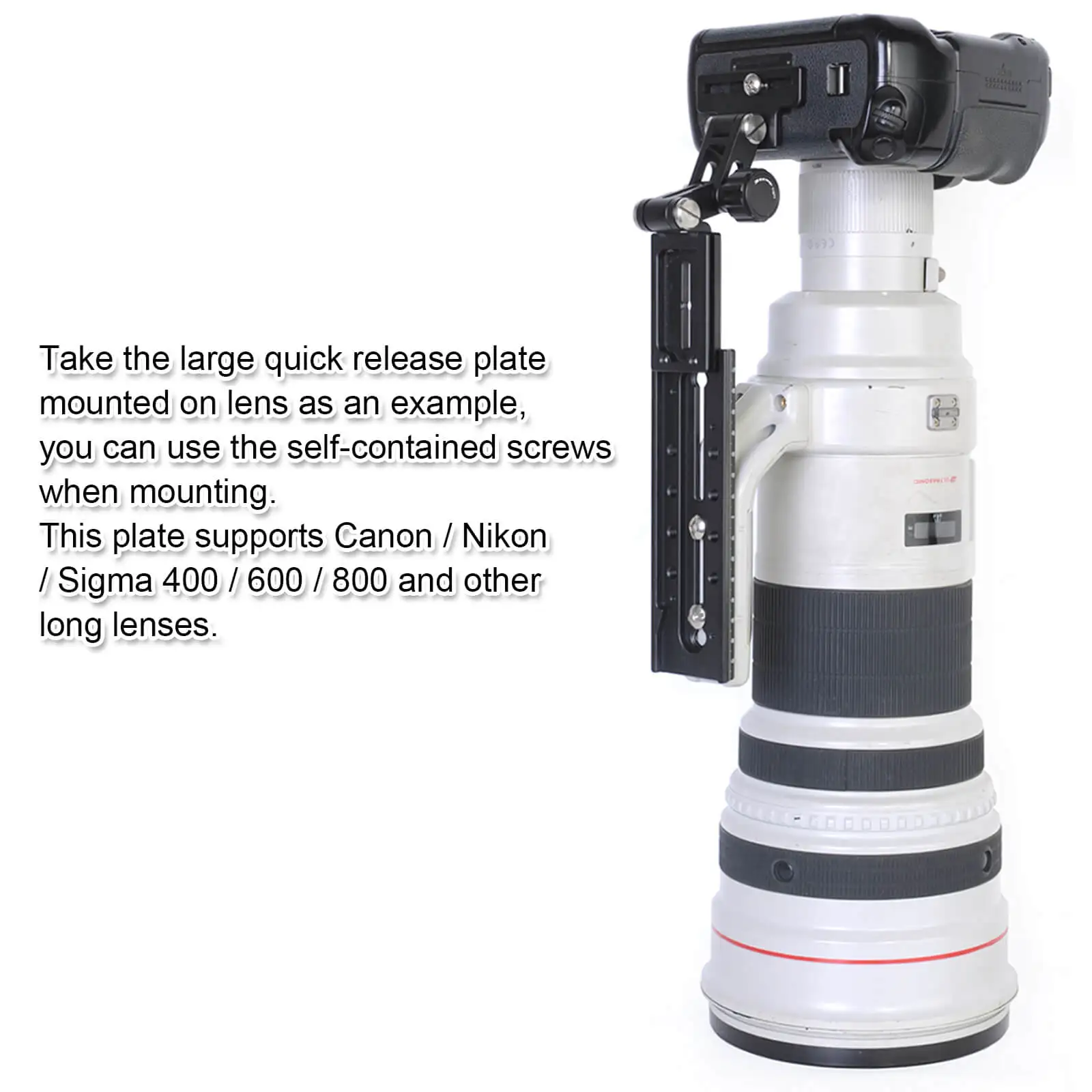 Long Lens Support and Quick Release Plate for Fluid Head Manfrotto 500 700, Sachtler FSB 10/8/6,DV2/8/10SB/12SB,V14/18/ACE XL