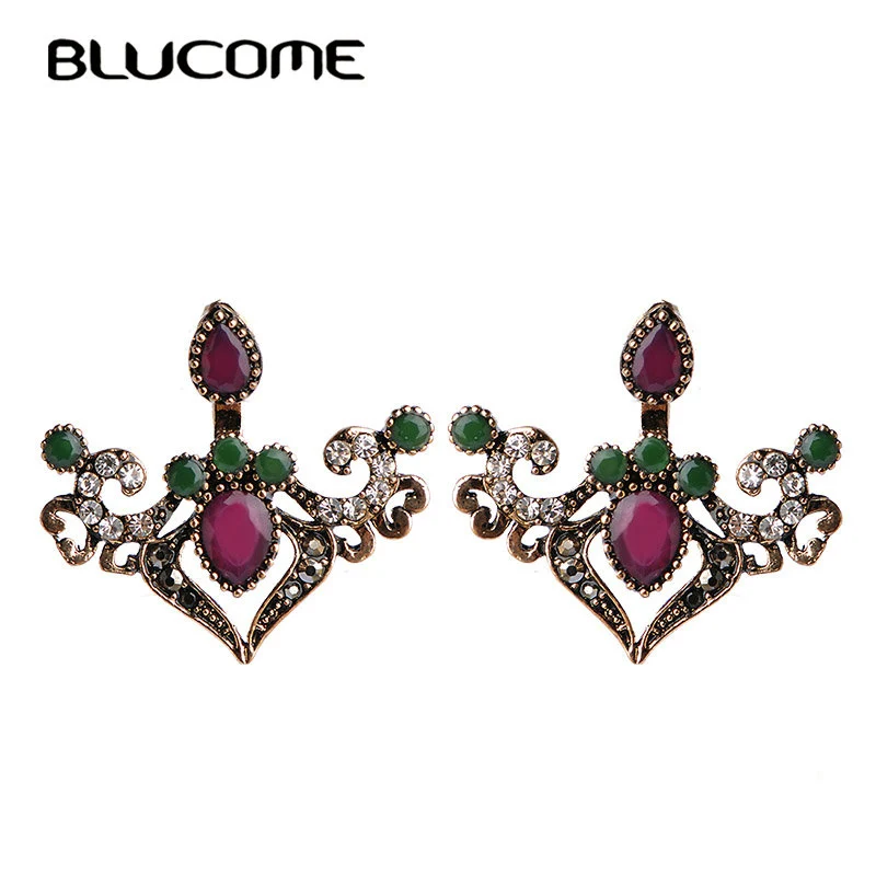 Женские серьги Blucome Винтажные золотого цвета с сердечком двусторонние